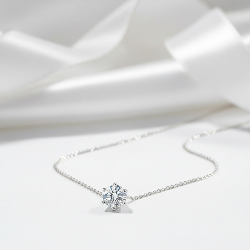 Inlaid Classic Six Claw Diamond Necklace-Black Diamonds New York