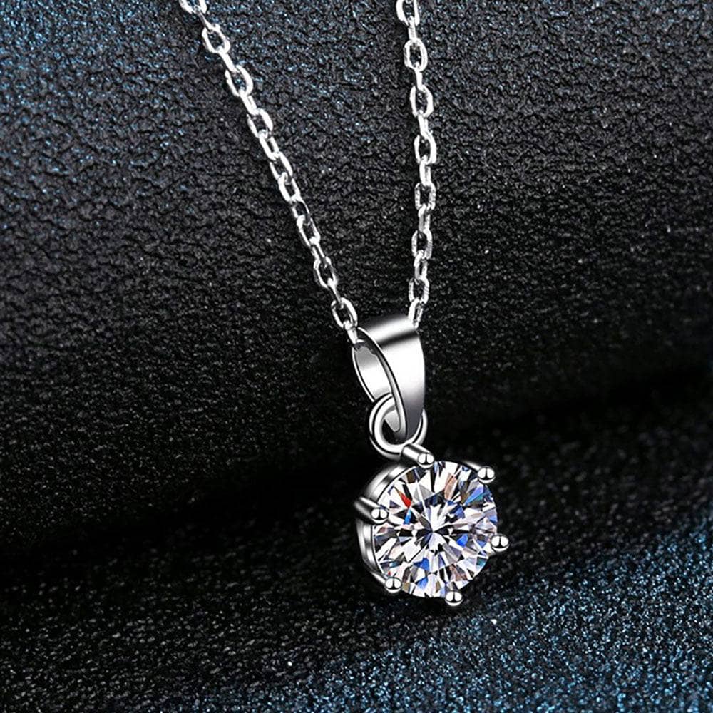 Inlaid Classic Six Claw Moissanite Necklace-Black Diamonds New York