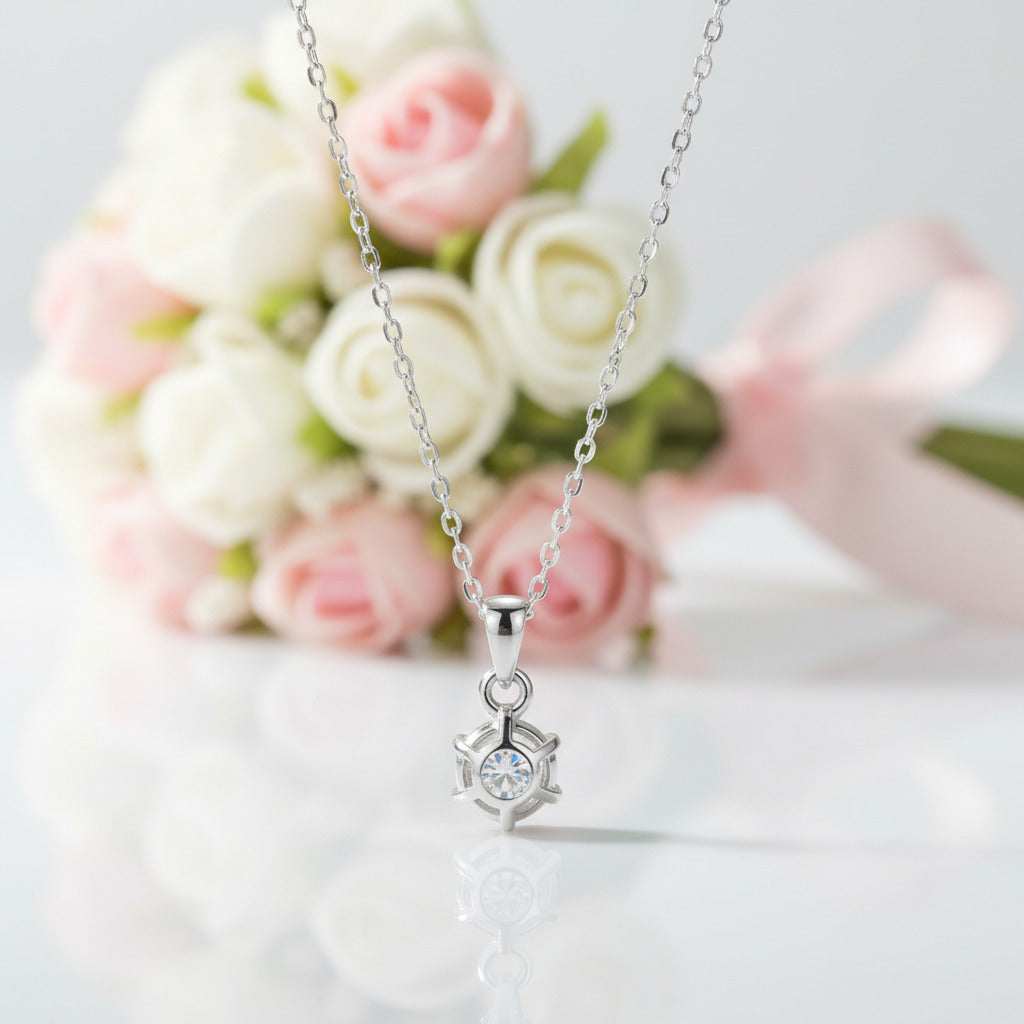 Inlaid Classic Six Claw Diamond Necklace-Black Diamonds New York