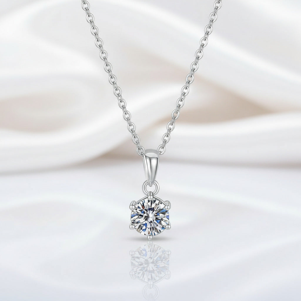 Inlaid Classic Six Claw Diamond Option Necklace-Black Diamonds New York