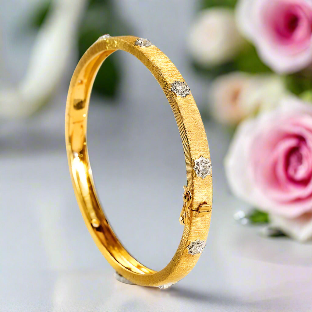 Italian Style Classic Bangle Bracelet-Black Diamonds New York