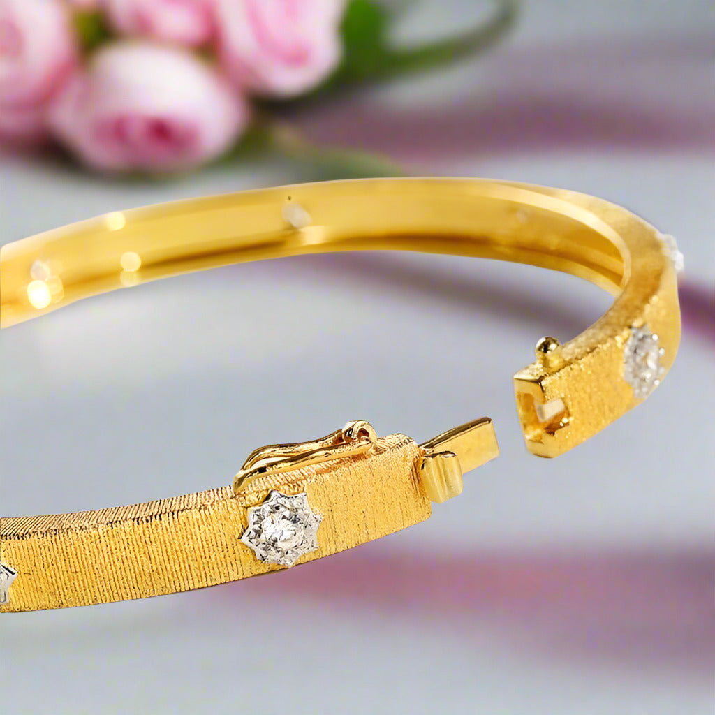 Italian Style Classic Bangle Bracelet-Black Diamonds New York