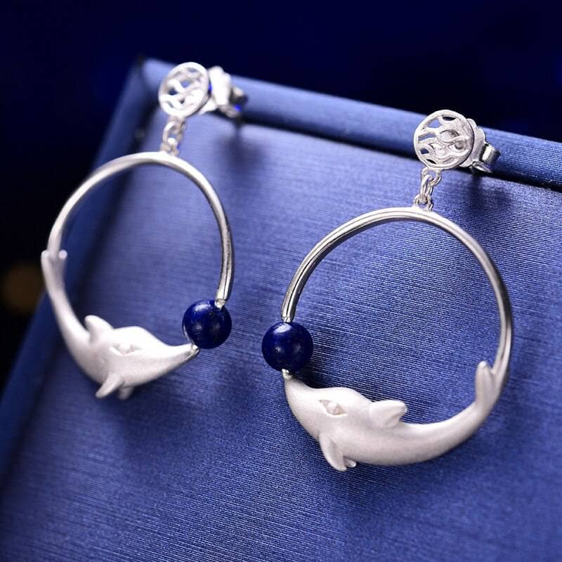 Joyful Dolphin Park Dangle Earrings-Black Diamonds New York