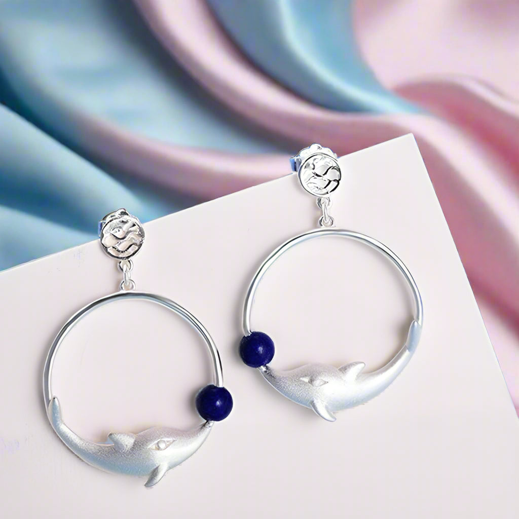 Joyful Dolphin Park Dangle Earrings-Black Diamonds New York