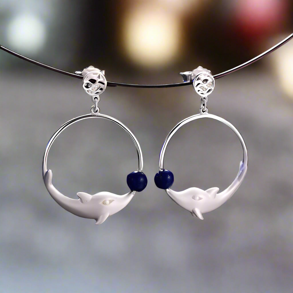 Joyful Dolphin Park Dangle Earrings-Black Diamonds New York