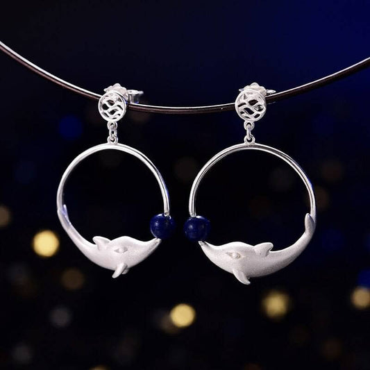 Joyful Dolphin Park Dangle Earrings-Black Diamonds New York
