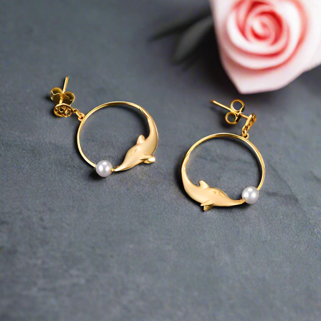 Joyful Dolphin Park Dangle Earrings-Black Diamonds New York