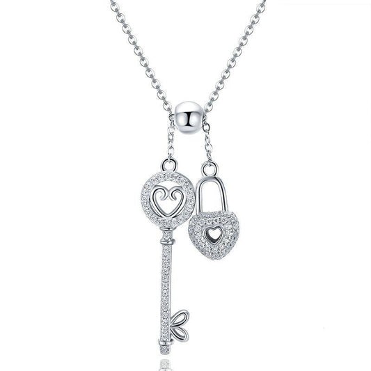 Key of Heart Lock Chain Necklace
