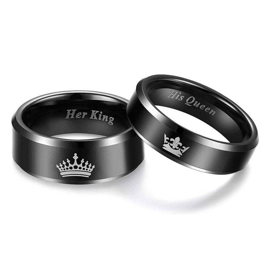 King & Queen Tungsten Wedding Band-Black Diamonds New York