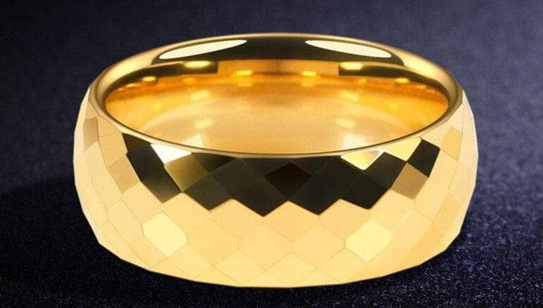 Korean Style Hip-Hop Golden Tungsten Carbide - Black Diamonds New York