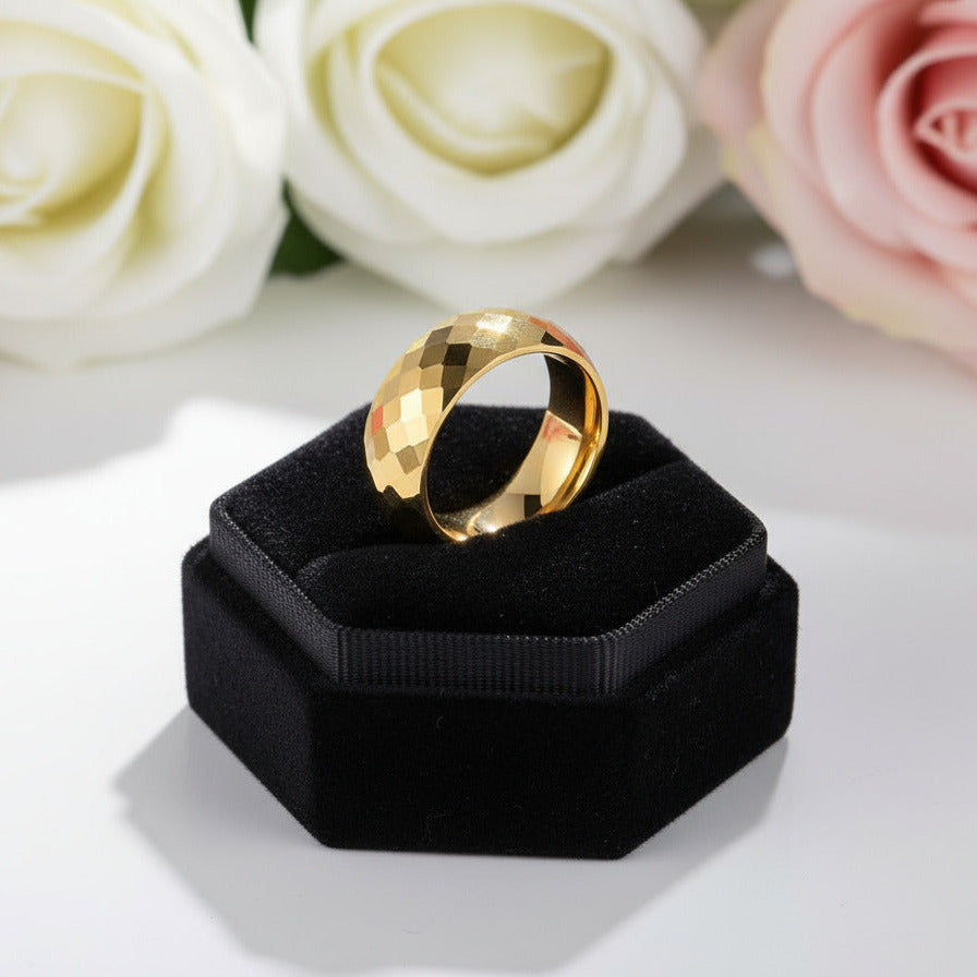 Korean Style Hip-Hop Golden Tungsten Carbide-Black Diamonds New York