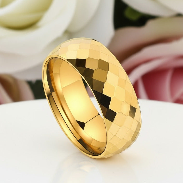 Korean Style Hip-Hop Golden Tungsten Carbide-Black Diamonds New York