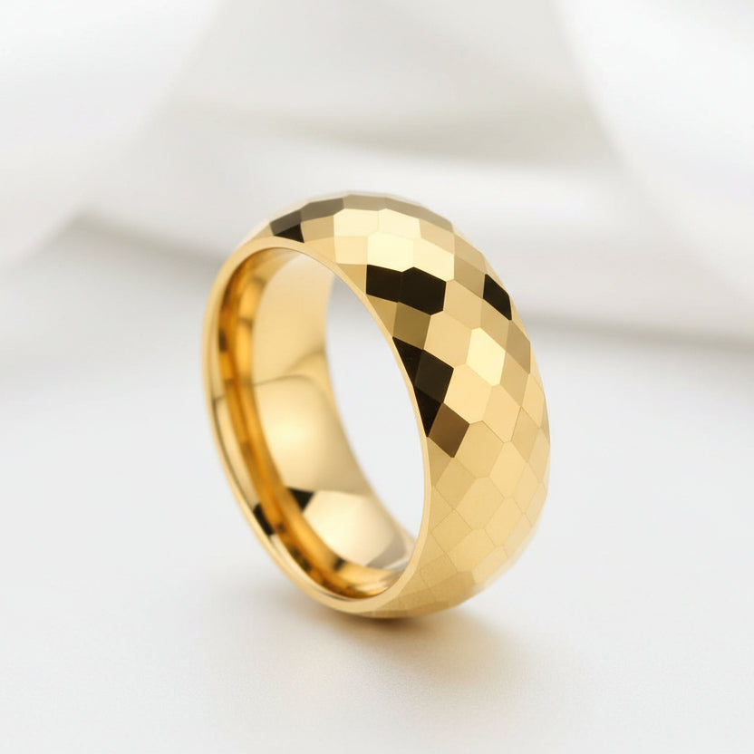 Korean Option Hip-Hop Golden Tungsten Carbide-Black Diamonds New York