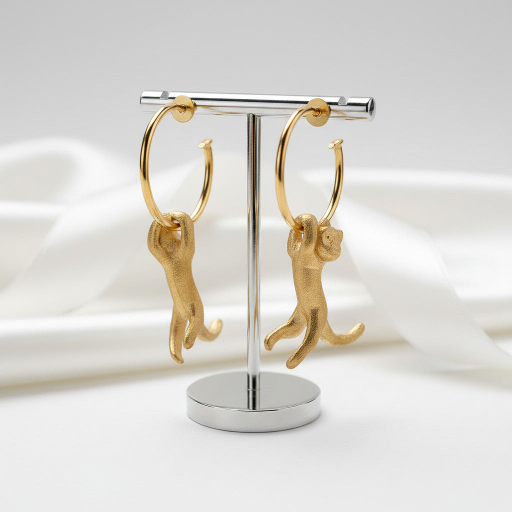 Kung Fu Cat Drop Earrings-Black Diamonds New York