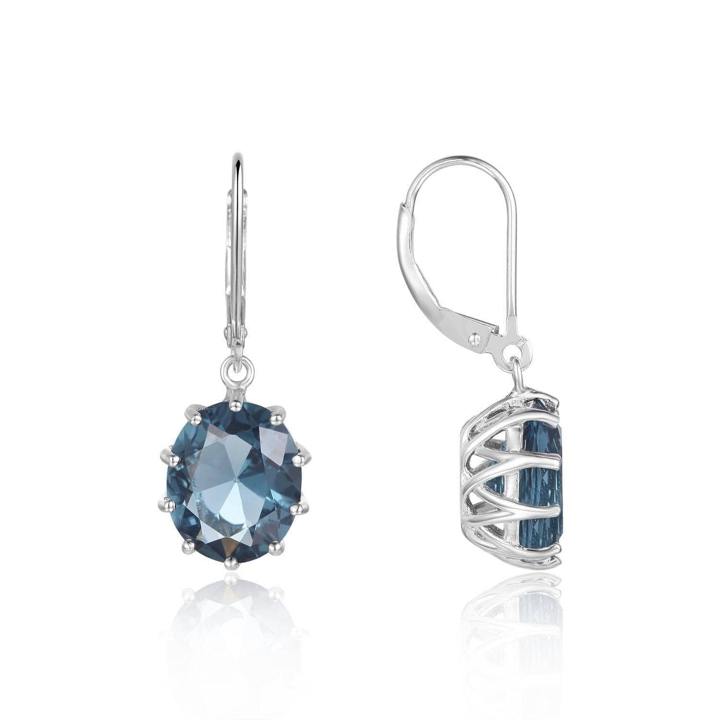 Lab Created Gemstone Lever Back Earrings-Black Diamonds New York