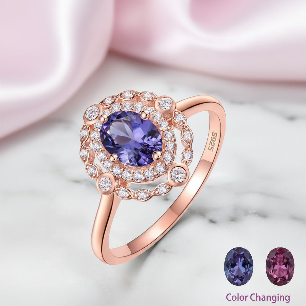 Lab Grown Alexandrite Gemstone Engagement Ring-Black Diamonds New York