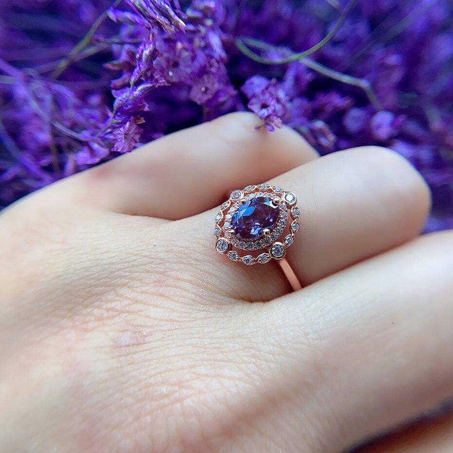 Lab Grown Alexandrite Gemstone Engagement Ring - Black Diamonds New York