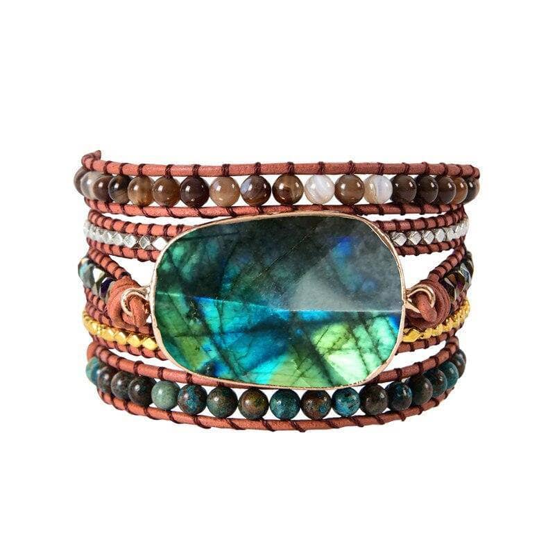 Labradorite Natural Stones Bohemian Bracelet-Black Diamonds New York