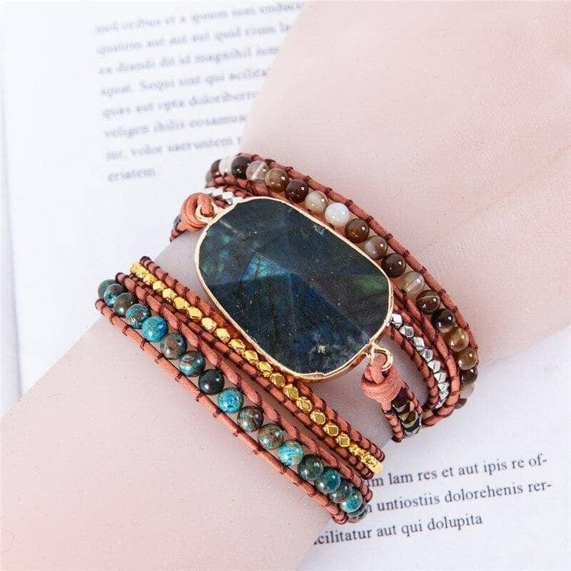 Labradorite Natural Stones Bohemian Bracelet-Black Diamonds New York