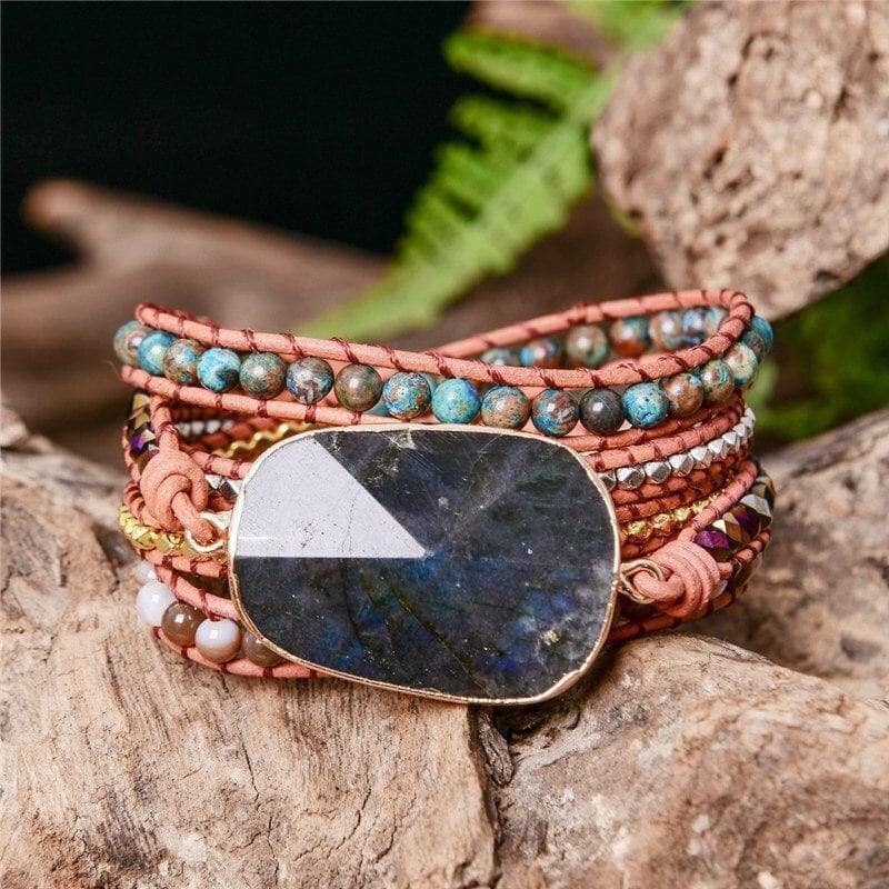 Labradorite Natural Stones Bohemian Bracelet-Black Diamonds New York