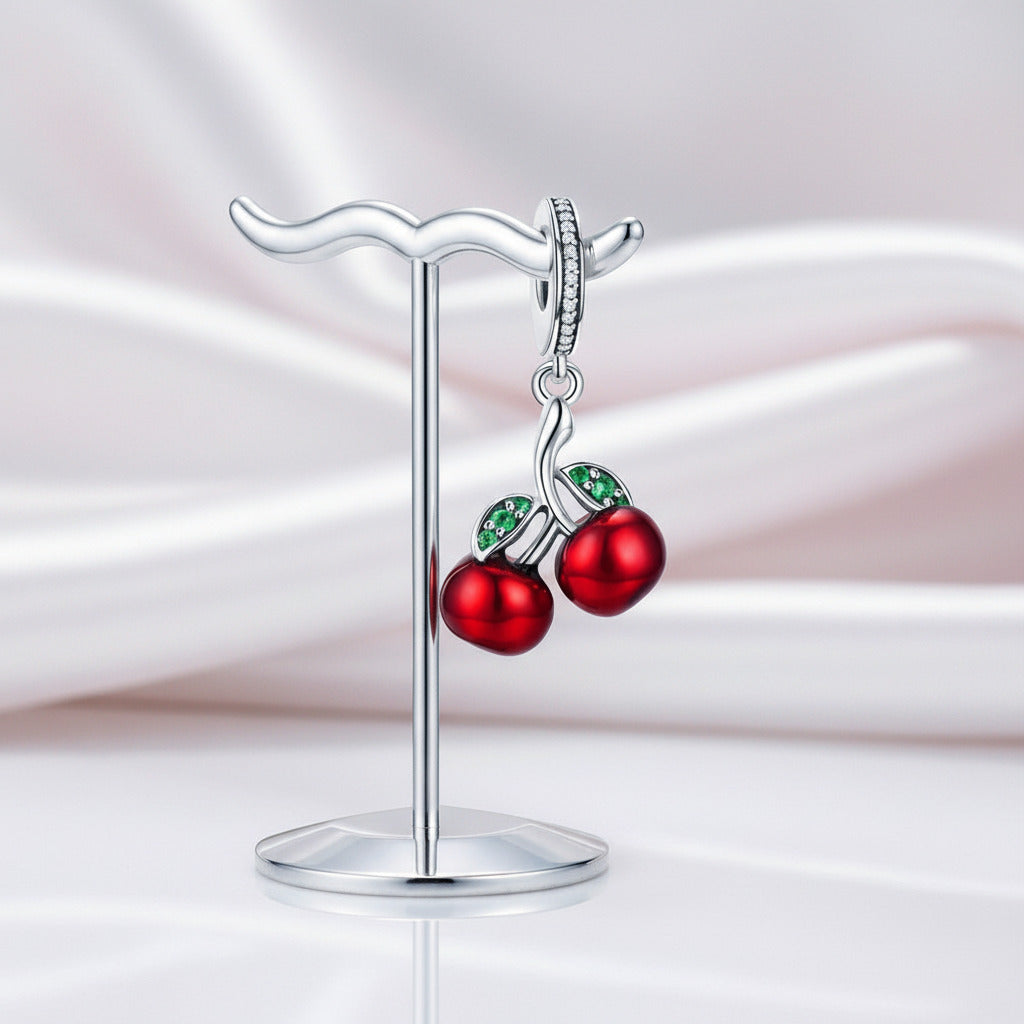 Lady Bug & Heart Red Charms Beads-Black Diamonds New York