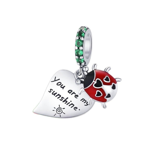 Lady Bug & Heart Red Charms Beads