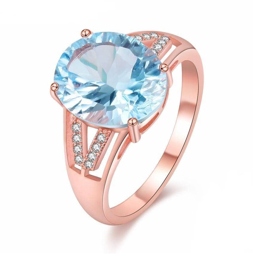 Light Blue Topaz EVN Stone Ring-Black Diamonds New York