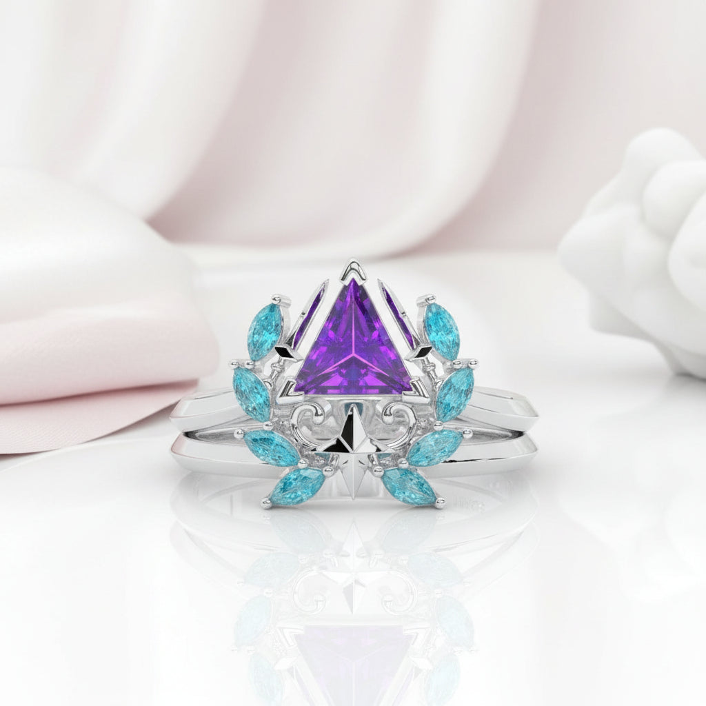 Light Mage Ring Set- 14k Rose Gold Video Game Inspired Rings ...