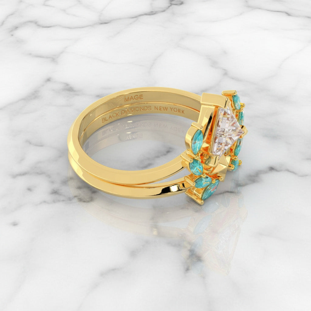 Light Mage Ring Set- 14k Rose Gold Video Game Inspired Rings-Black Diamonds New York