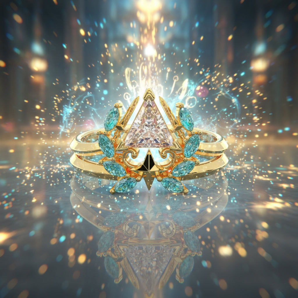 Light Mage Ring Set- 14k Rose Gold Video Game Inspired Rings-Black Diamonds New York