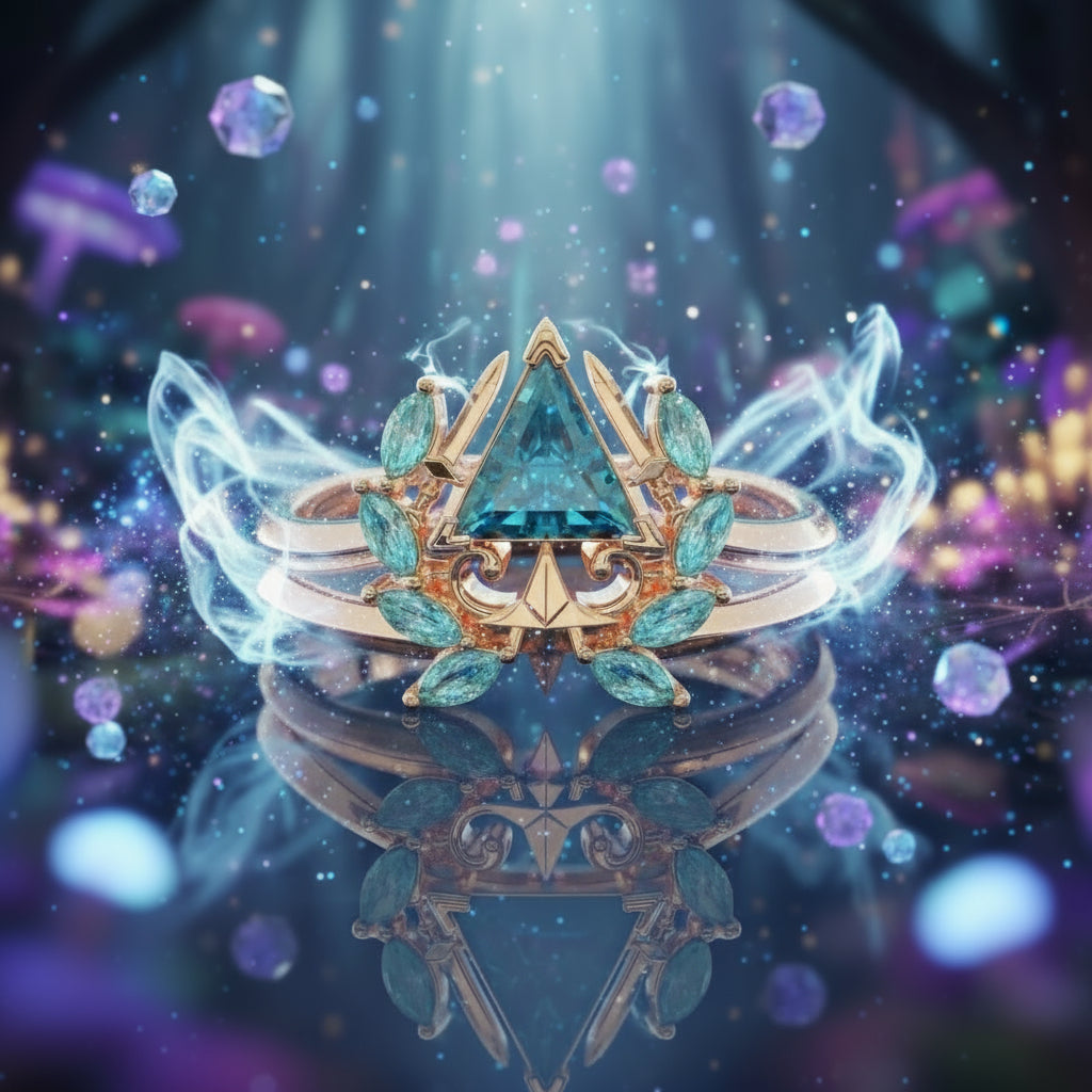 Light Mage Ring Set- 14k Rose Gold Video Game Inspired Rings-Black Diamonds New York