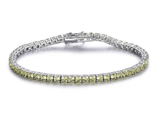 Light Yellow Round Cut Bracelet In Sterling Silver-Black Diamonds New York