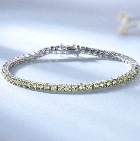 Light Yellow Round Cut Bracelet In Sterling Silver - Black Diamonds New York