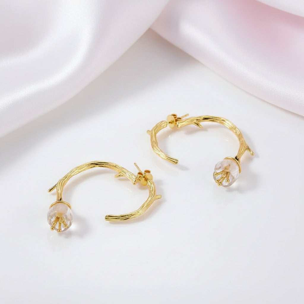 Lily of the Valley Flower Drop Earrings-Black Diamonds New York