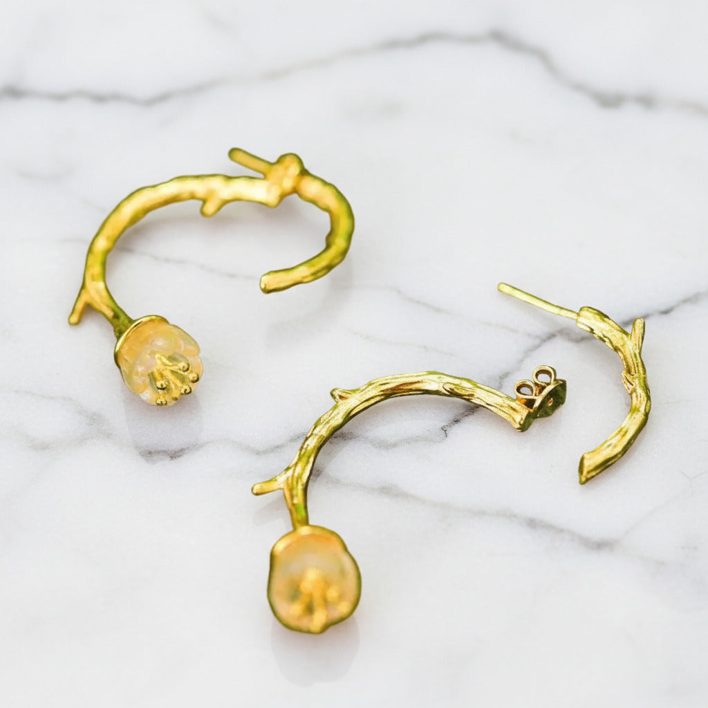 Lily of the Valley Flower Drop Earrings-Black Diamonds New York