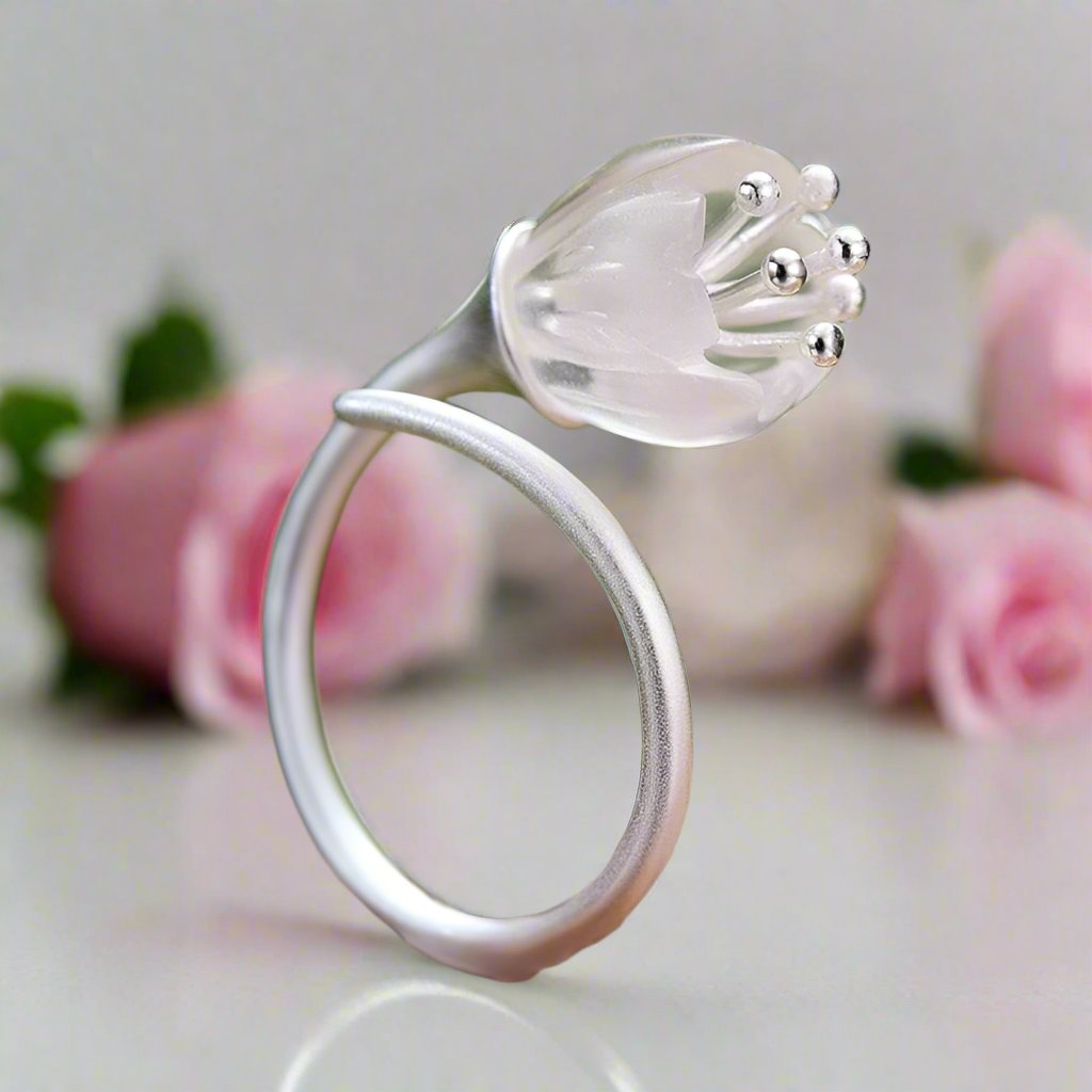 Lily of the Valley Flower Ring – Black Diamonds New York