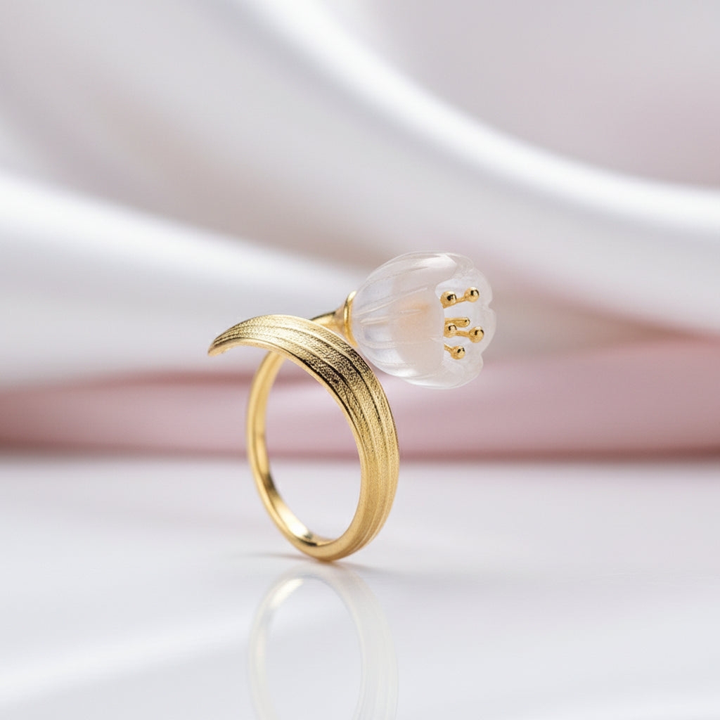 Lily of the Valley Flower Ring-Black Diamonds New York