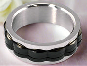 Links Stainless Steel Spin Men's Ring Band-Black Diamonds New York