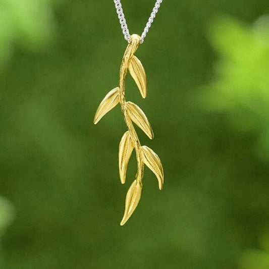 Long Branch and Leaves Necklace-Black Diamonds New York