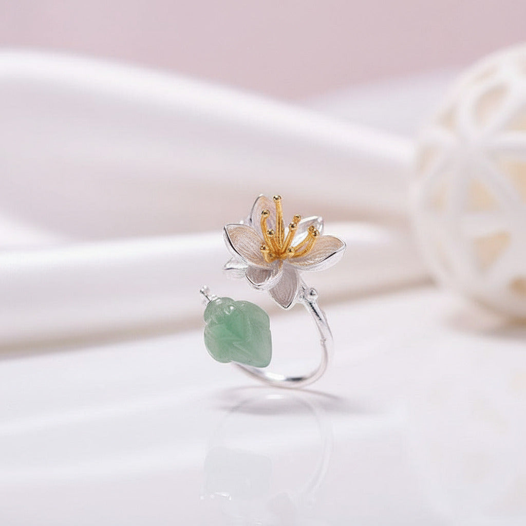 Lotus Whispers Ring-Black Diamonds New York