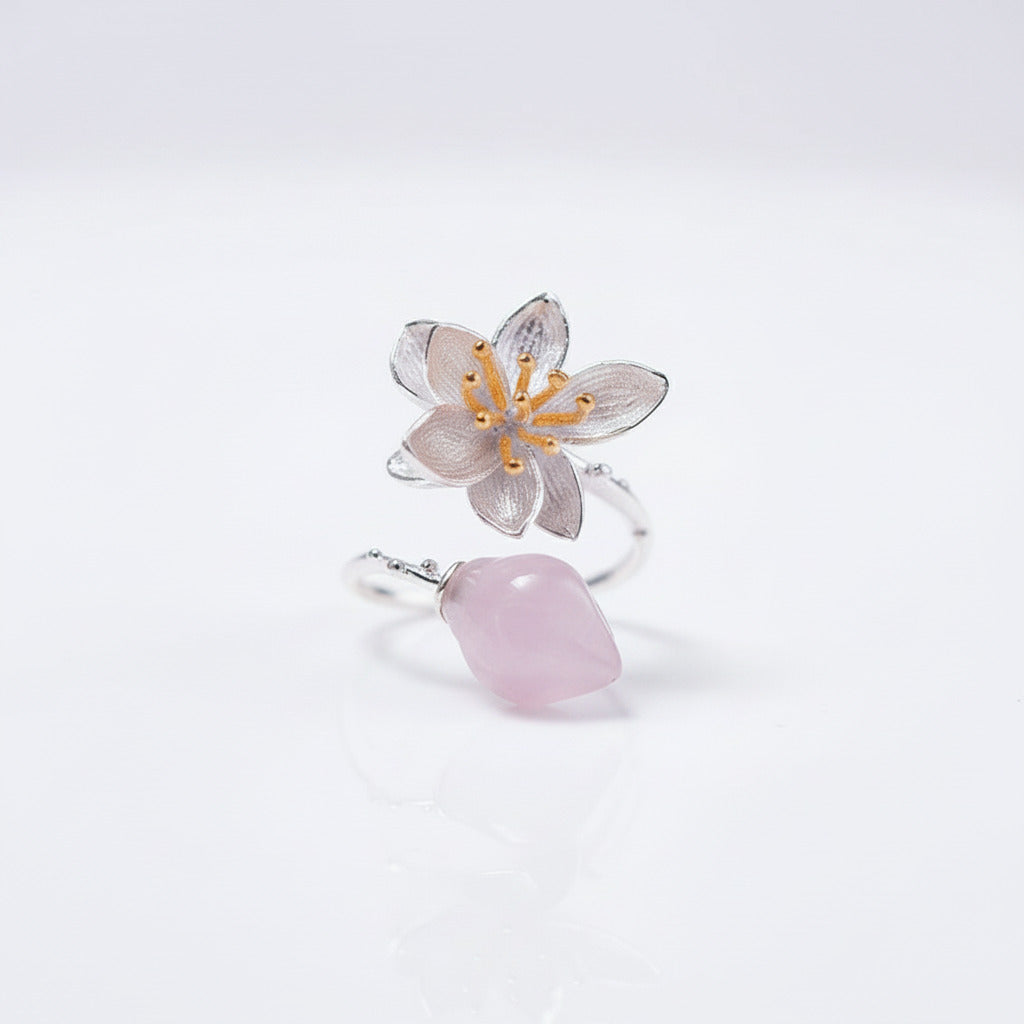 Lotus Whispers Ring-Black Diamonds New York