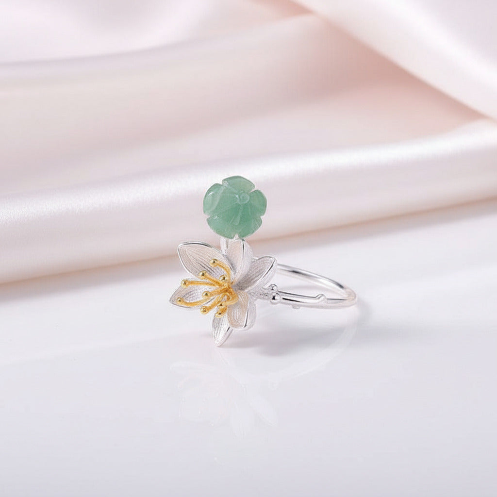 Lotus Whispers Ring-Black Diamonds New York