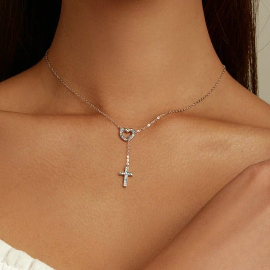 Love & Cross Created Diamond Necklace-Black Diamonds New York
