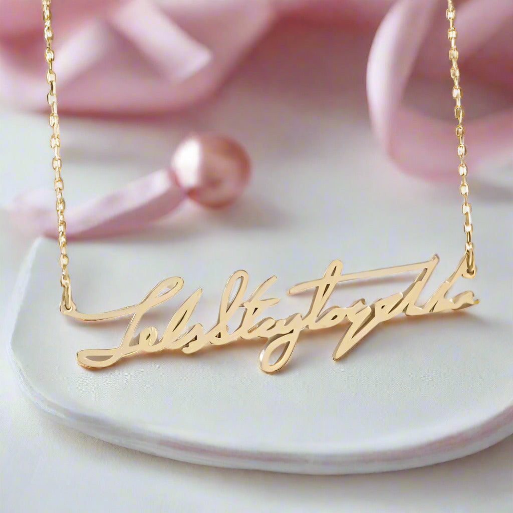 Loved Ones Handwriting Custom Necklace-Black Diamonds New York