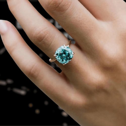 Lovely 3.5 Carat Cushion Cut Paraiba Tourmaline Engagement Ring - Black Diamonds New York