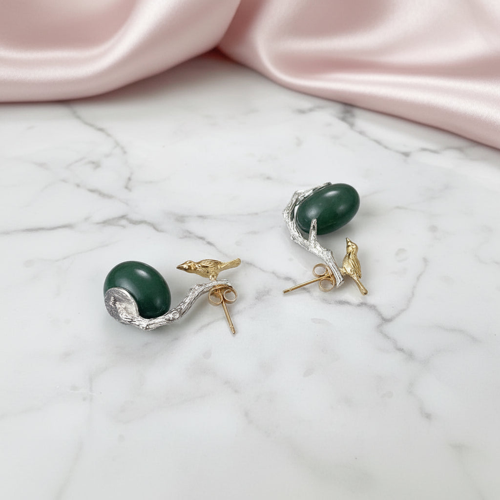 Lovely Bird Dangle Earrings-Black Diamonds New York