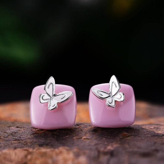 Lovely Butterfly Stud Earrings-Black Diamonds New York