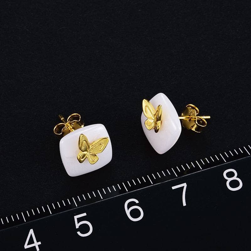 Lovely Butterfly Stud Earrings-Black Diamonds New York