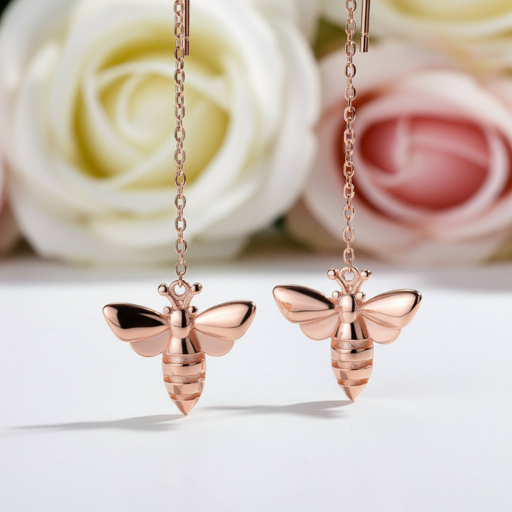 Lovely Honey Bee Dangle Earrings-Black Diamonds New York