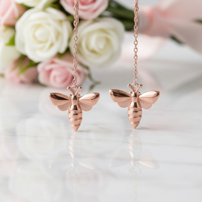 Lovely Honey Bee Dangle Earrings-Black Diamonds New York